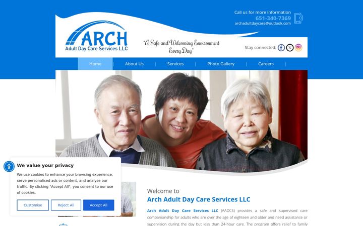 Screenshot of archadultdaycare.com