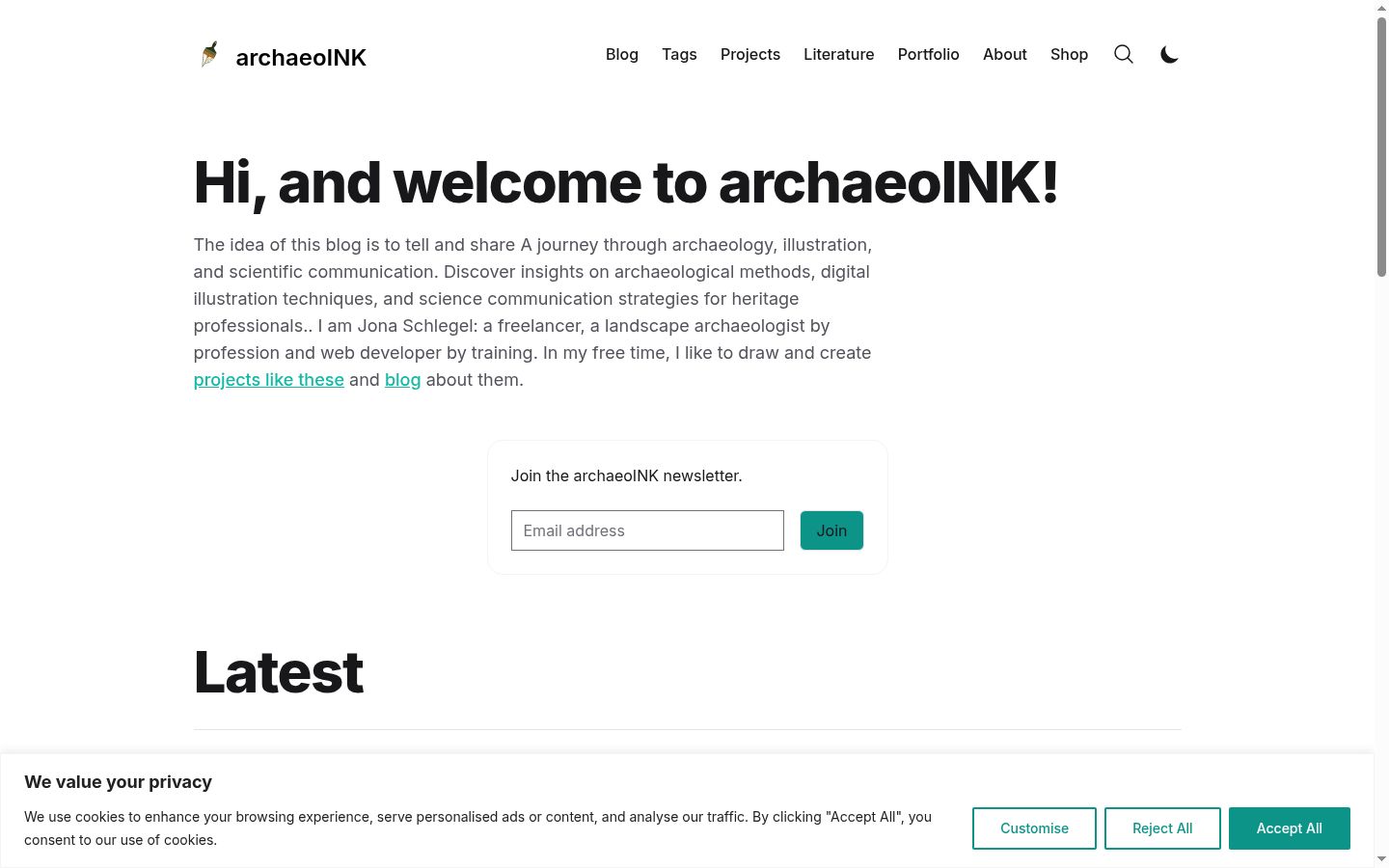 Screenshot of the consent banner shown before any interaction