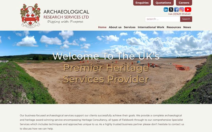 Screenshot of archaeologicalresearchservices.com