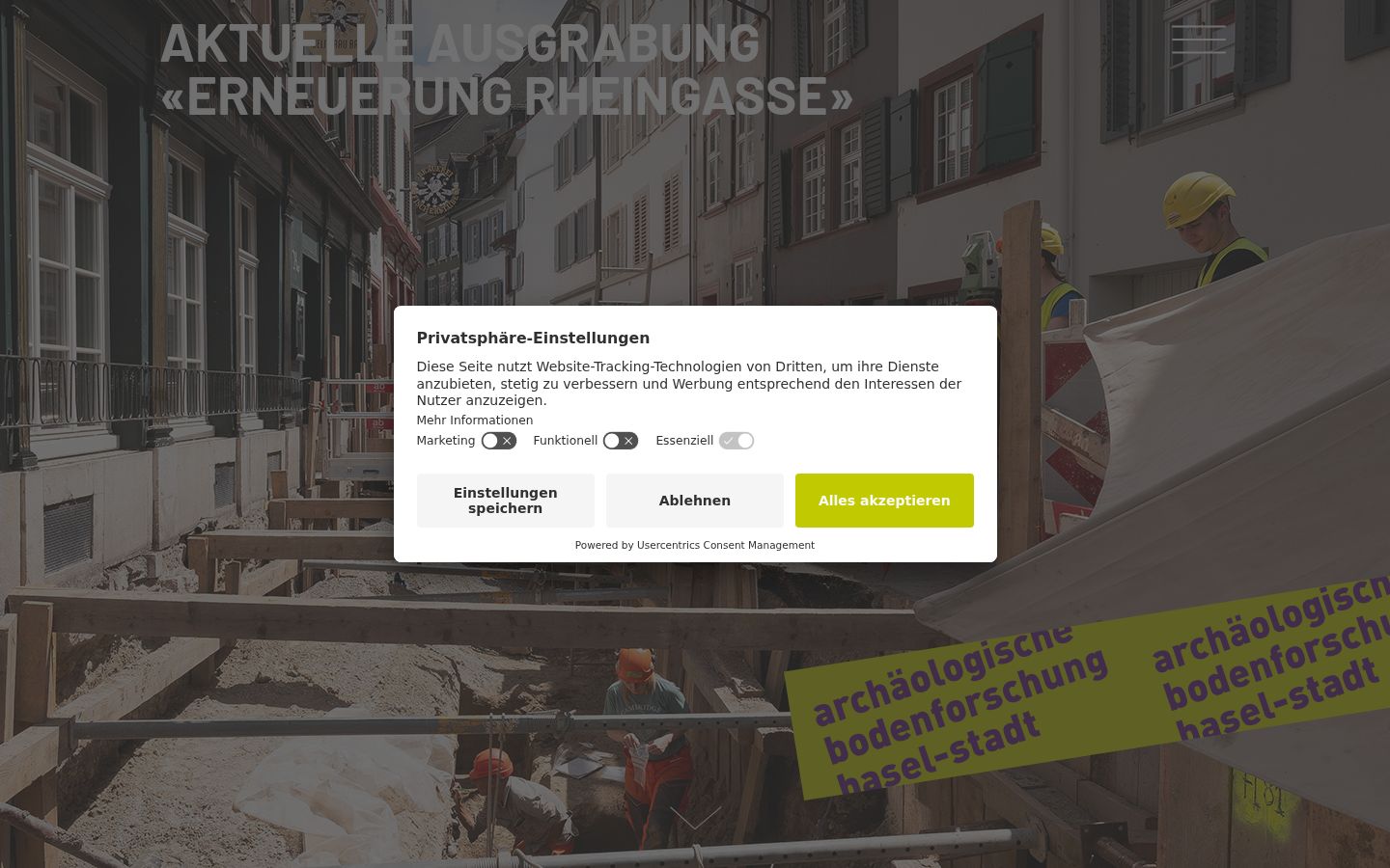 Screenshot des Einwilligungsbanners vor jeglicher Interaktion