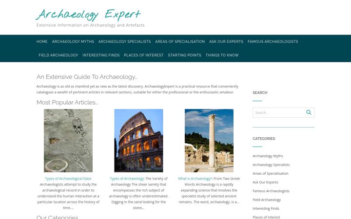 Captura de pantalla de archaeologyexpert.co.uk