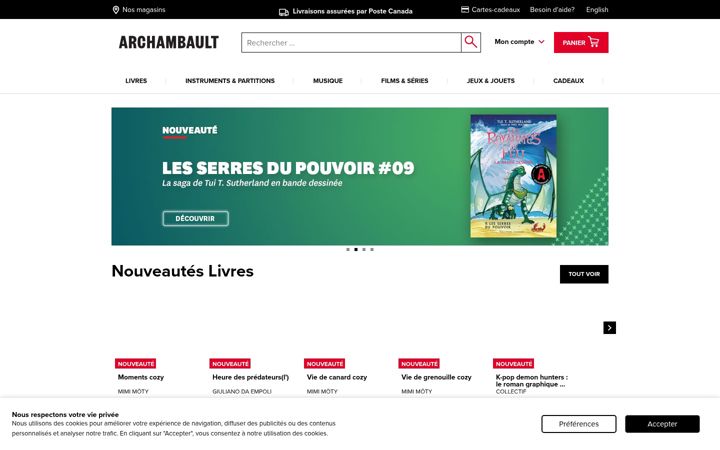 Screenshot of archambault.ca