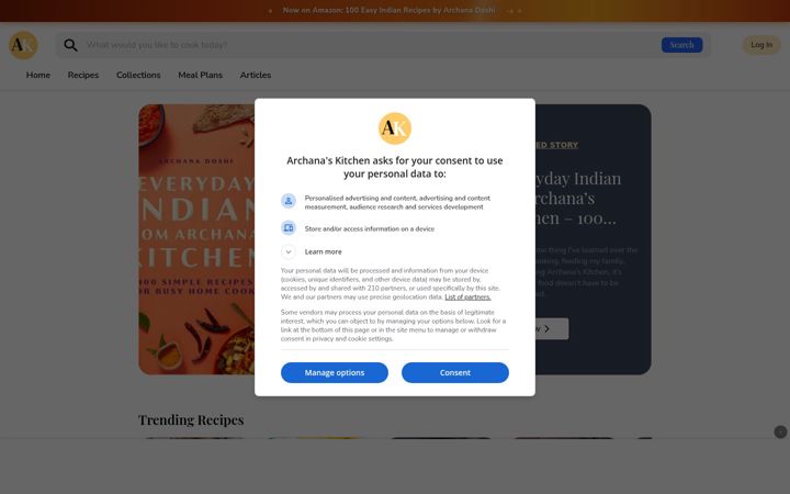 Screenshot of archanaskitchen.com