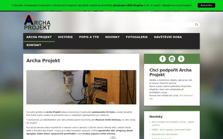 Екранна снимка на archaprojekt.cz
