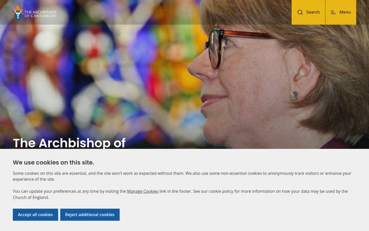 Screenshot of archbishopofcanterbury.org