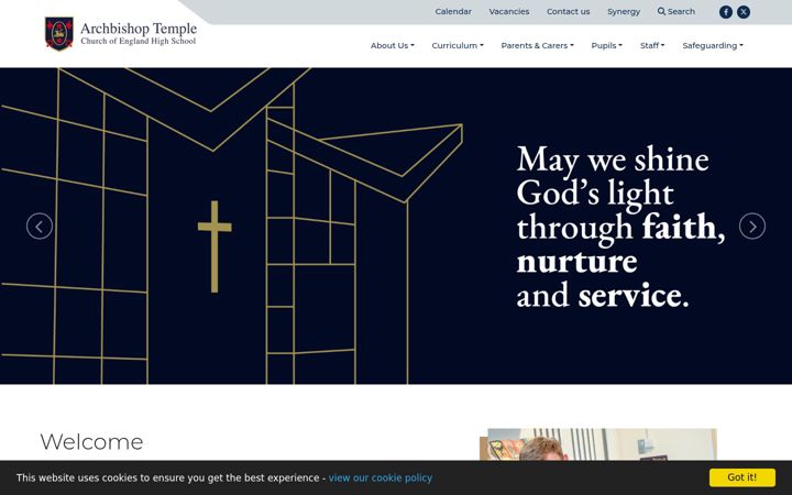 Screenshot of archbishoptemple.com
