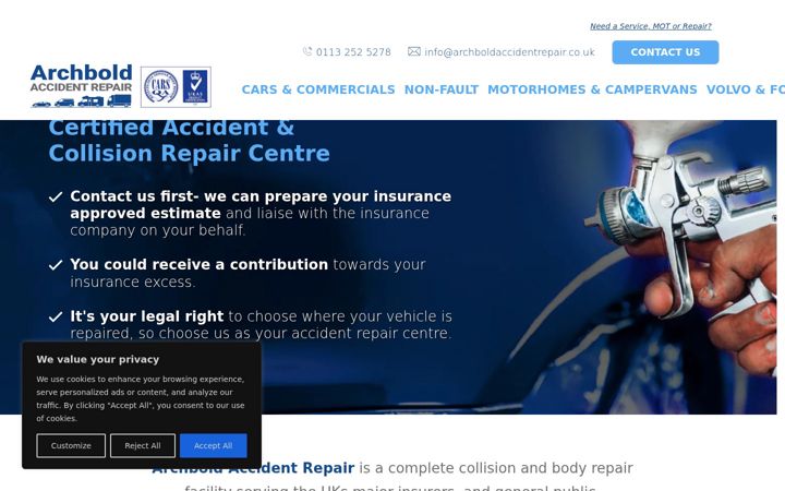 Screenshot of archboldaccidentrepair.co.uk