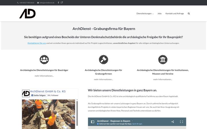 Screenshot van archdienst.de