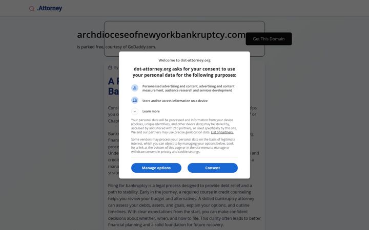 Screenshot of archdioceseofnewyorkbankruptcy.com