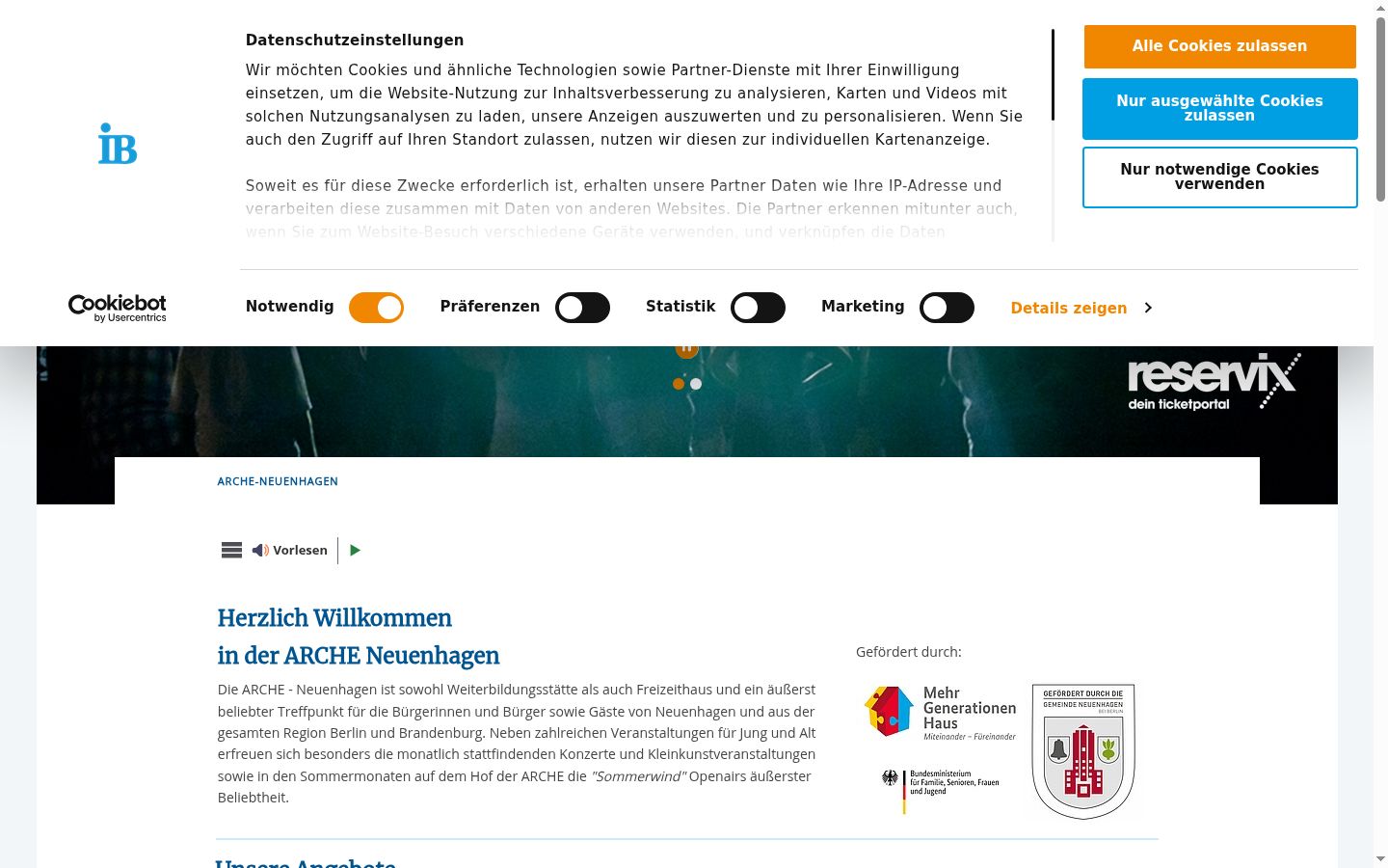 Screenshot of the consent banner shown before any interaction