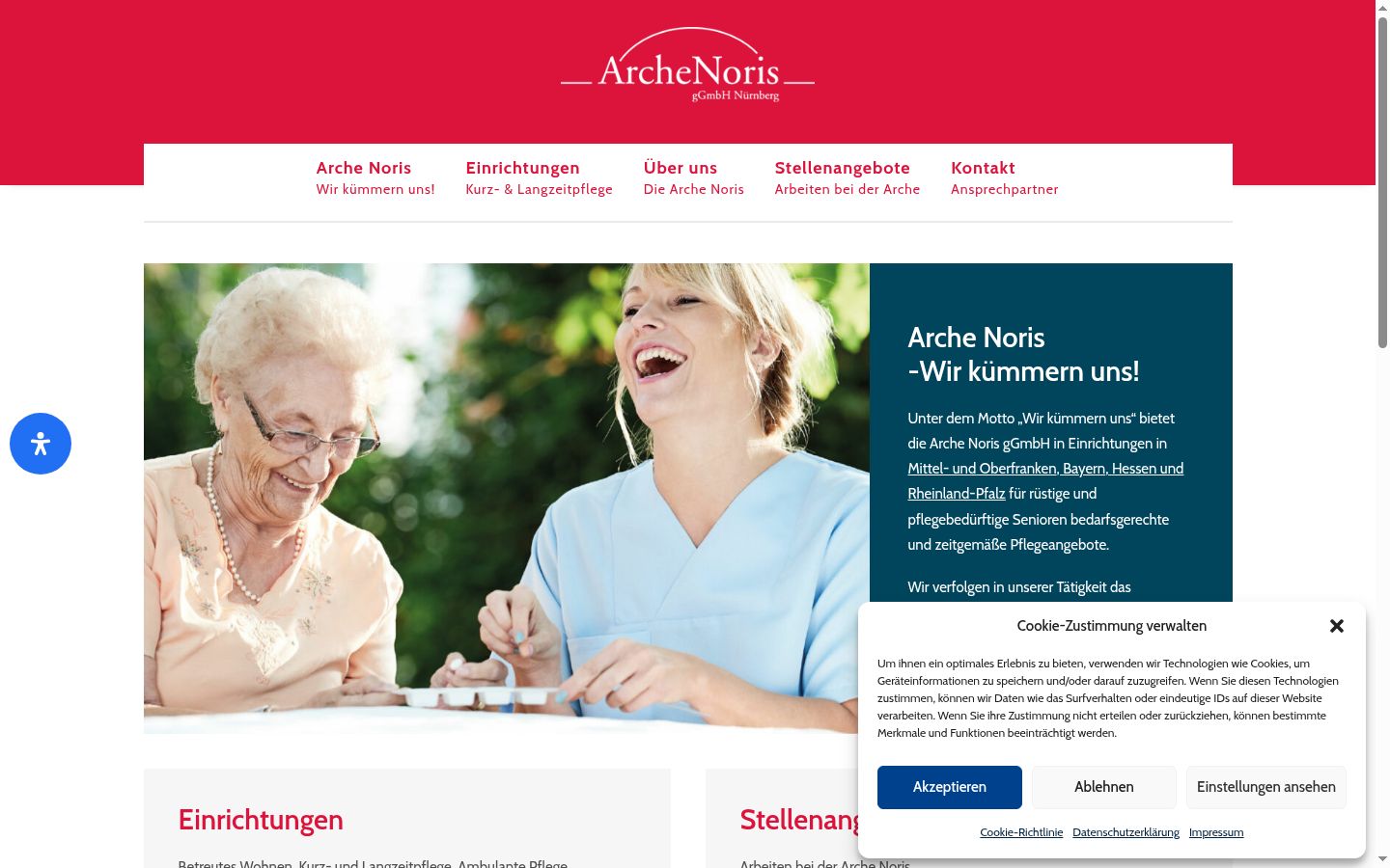 Screenshot des Einwilligungsbanners vor jeglicher Interaktion