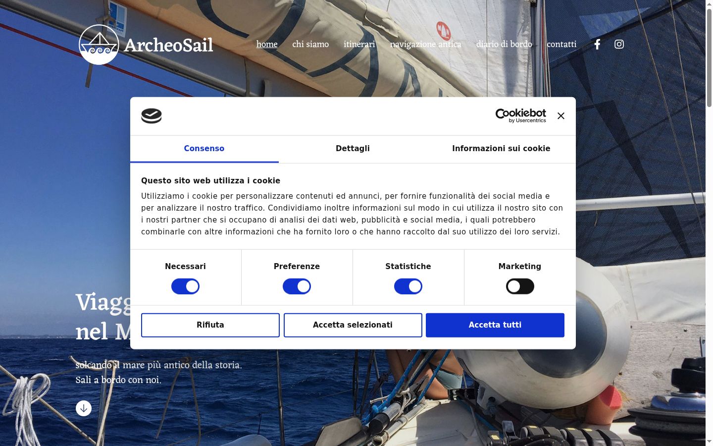 Captura de ecrã do banner de consentimento apresentado antes de qualquer interação