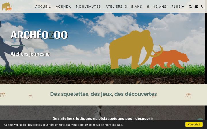 Screenshot of archeozooateliersjeunesse.fr