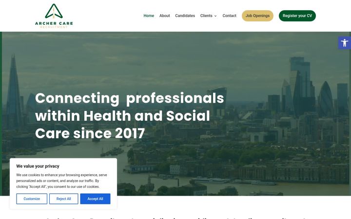 Screenshot of archercarerecruit.com