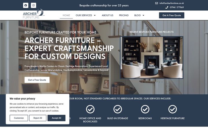 Screenshot stránky archerfurniture.co.uk