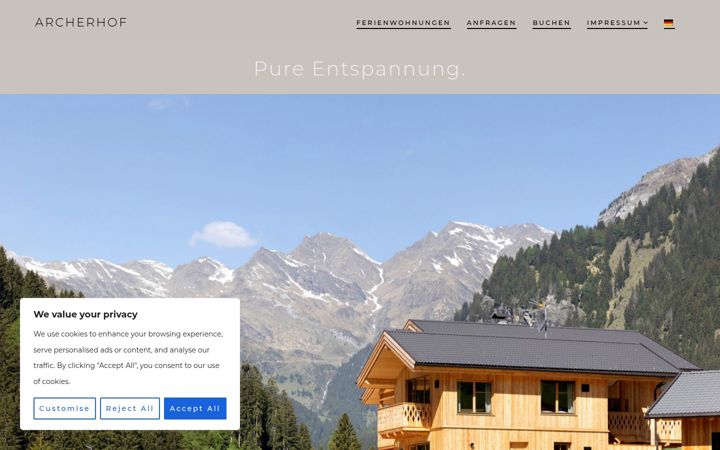 Screenshot of archerhof.com