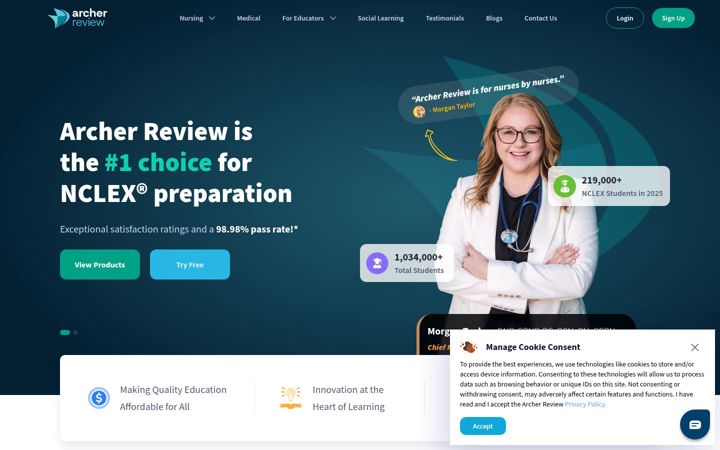 Screenshot of archerreview.com
