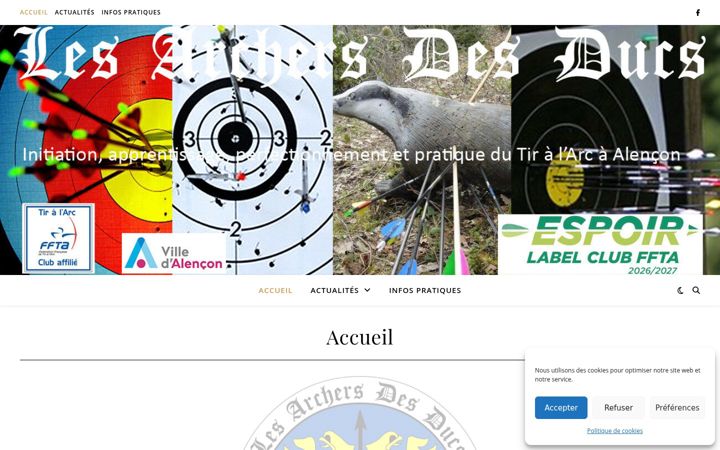 Screenshot van archersdesducs.fr
