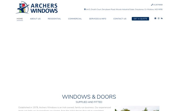 Screenshot van archerswindows.ie
