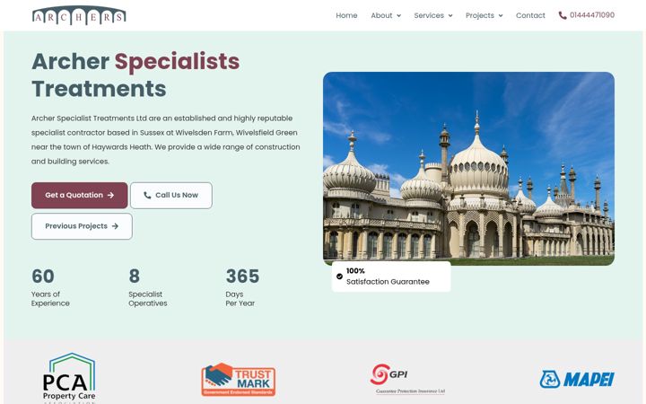 Screenshot von archertreatments.com