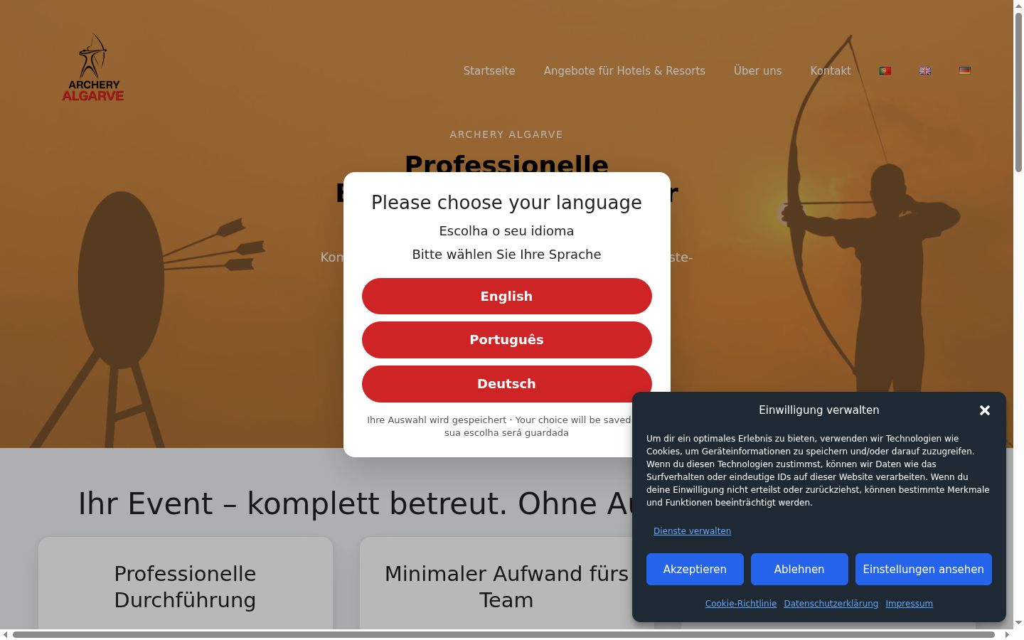 Screenshot del banner di consenso mostrato prima di qualsiasi interazione