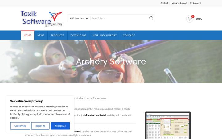 Screenshot of archery-software.co.uk