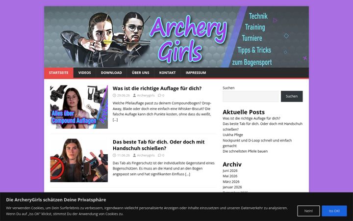 Screenshot of archerygirls.net