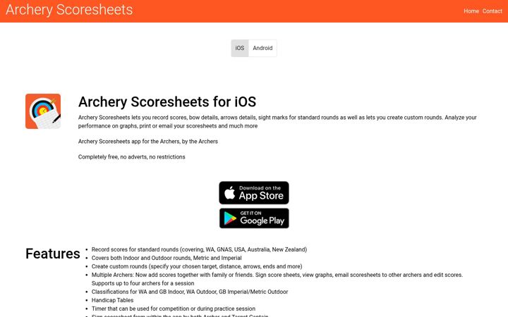 Screenshot of archeryscoresheets.com