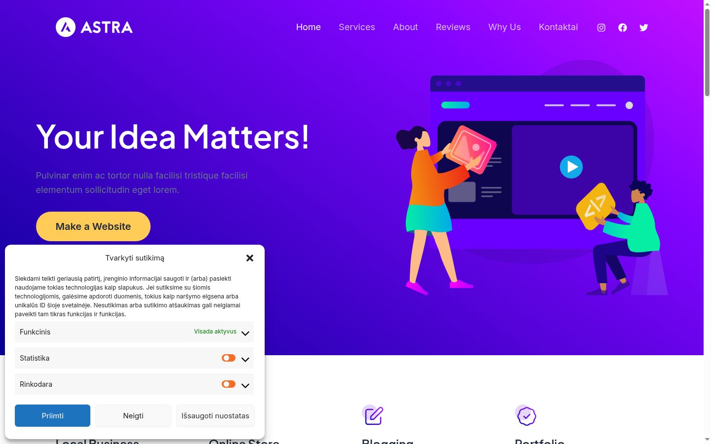 Captura de ecrã do banner de consentimento apresentado antes de qualquer interação