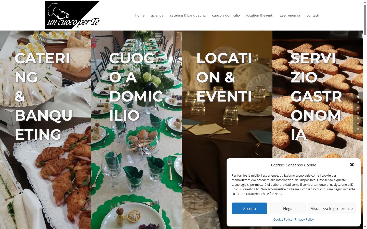 Screenshot del banner di consenso mostrato prima di qualsiasi interazione