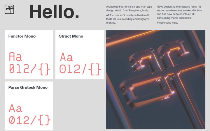 Snímek obrazovky archetype-foundry.com