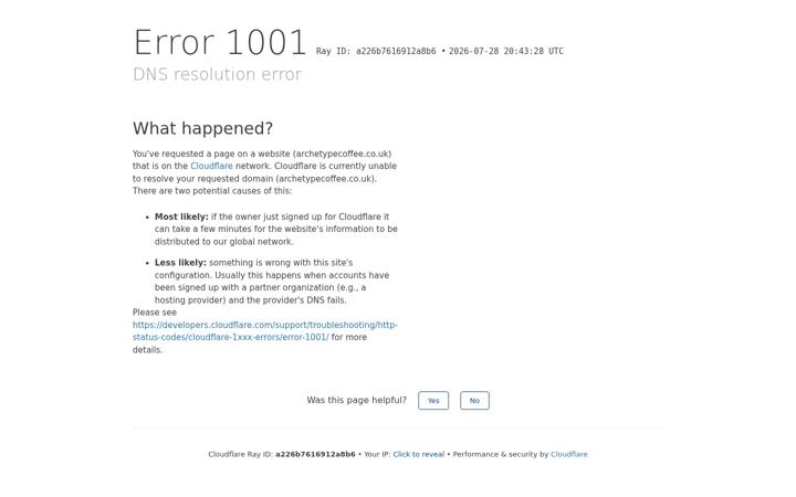 Screenshot of archetypecoffee.co.uk