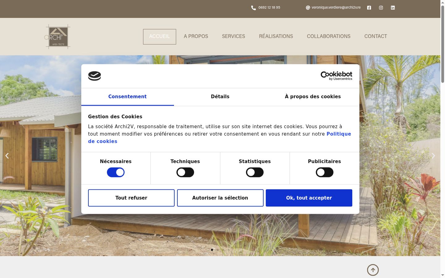 Capture d'écran de la bannière de consentement affichée avant toute interaction