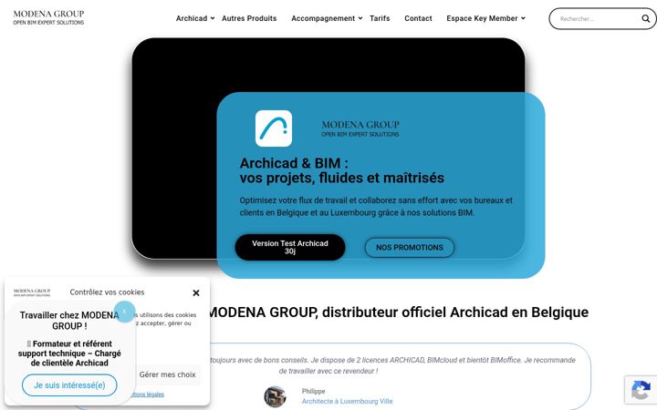 Kuvakaappaus sivustosta archicard.be