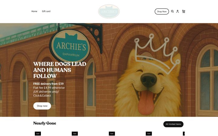 Screenshot of archies-empawrium.co.uk