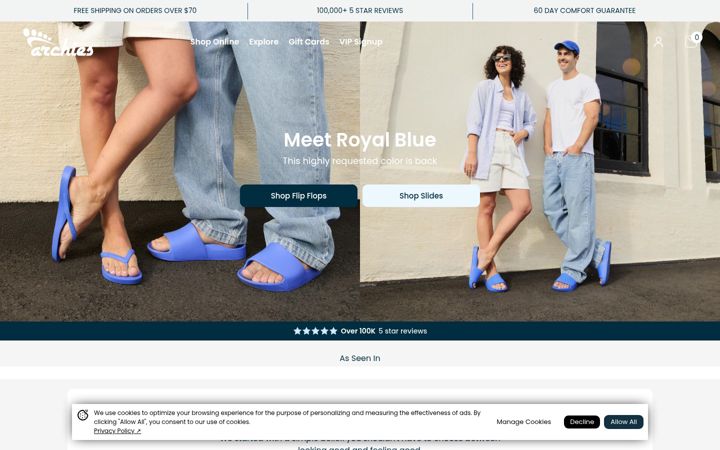 Screenshot of archiesfootwear.com