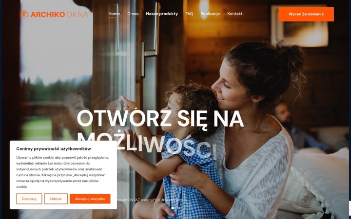 Captură de ecran a archikookna.pl