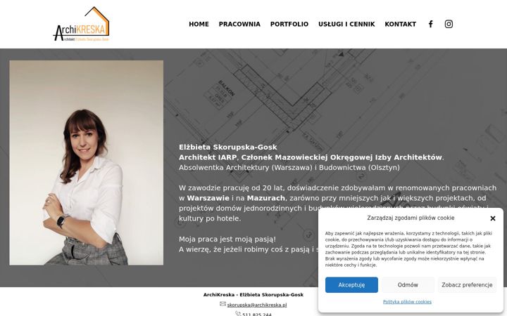 Captură de ecran a archikreska.pl