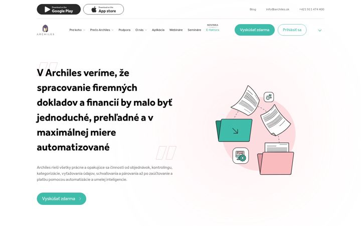 Captură de ecran a archiles.sk