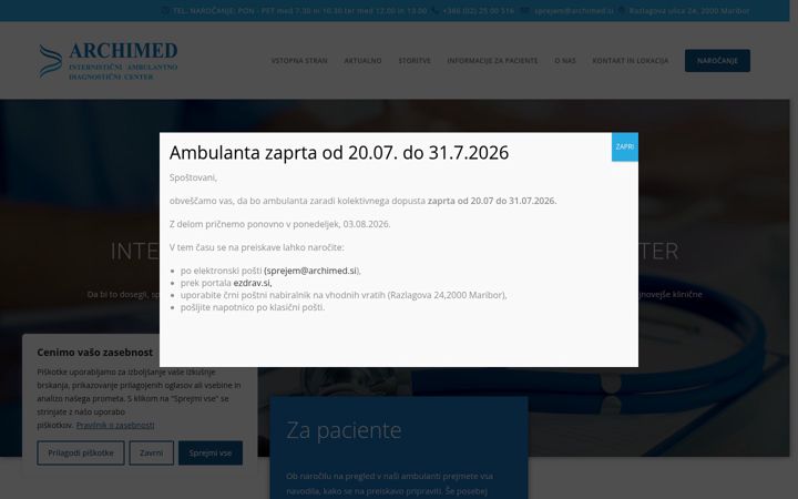 Captură de ecran a archimed.si