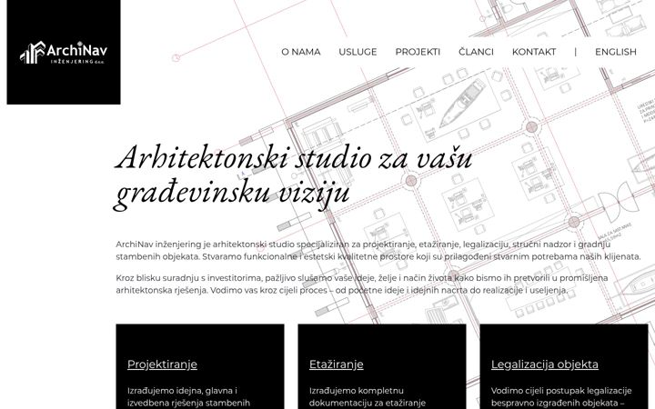 Screenshot stránky archinav-ing.hr