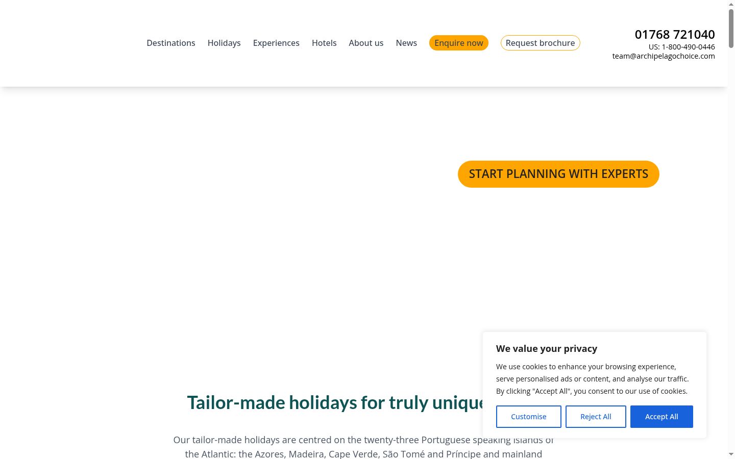 Screenshot of the consent banner shown before any interaction