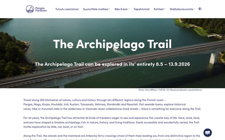 Skjámynd af archipelagotrail.fi