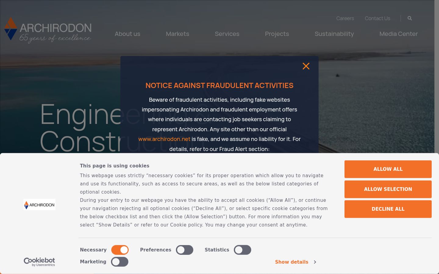 Screenshot des Einwilligungsbanners vor jeglicher Interaktion
