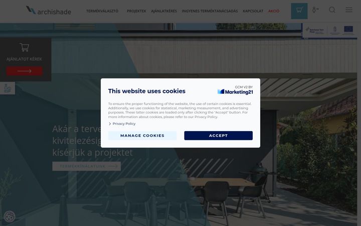 Screenshot of archishade.hu