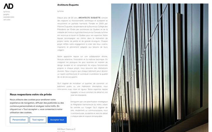Screenshot of architecteduquette.ca