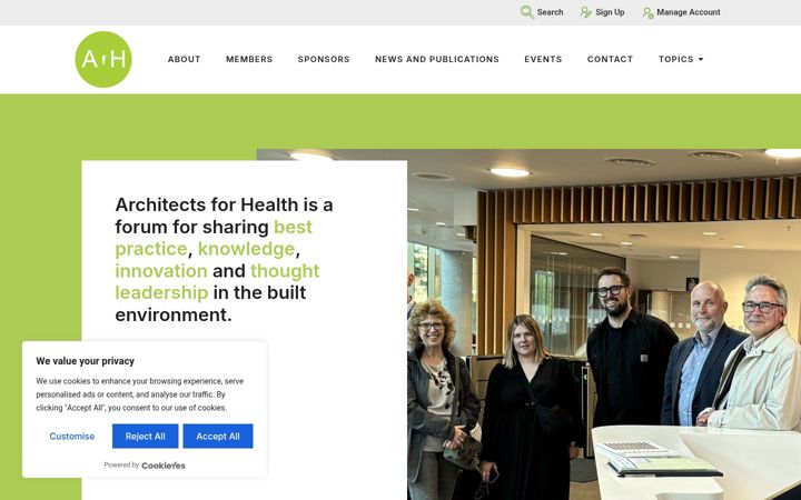 Skjermbilde av architectsforhealth.com