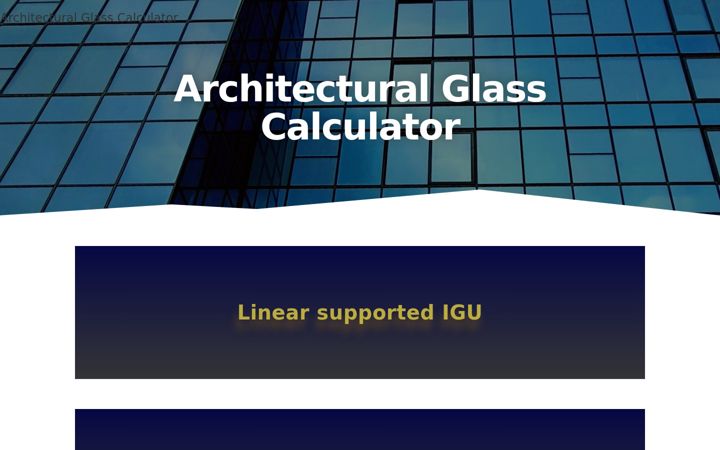 Screenshot of architecturalglasscalculator.com