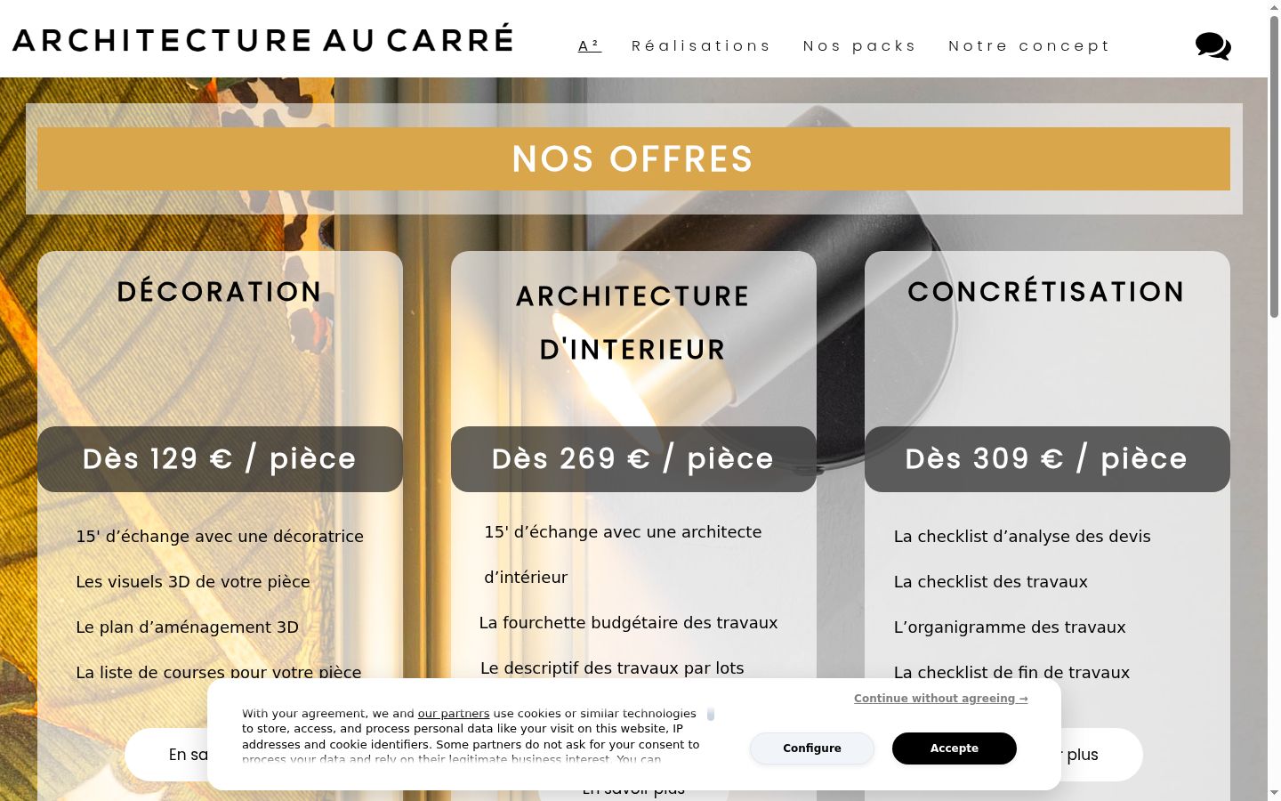 Screenshot del banner di consenso mostrato prima di qualsiasi interazione