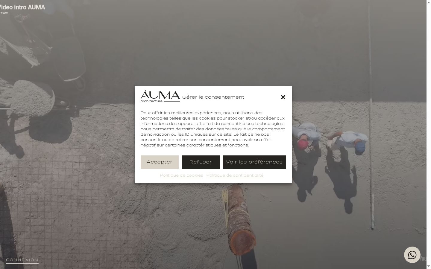 Captura de ecrã do banner de consentimento apresentado antes de qualquer interação
